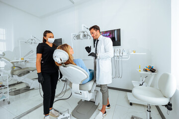 Woman at dentist consultation.