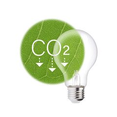 Carbon dioxide reduction. CO2 concept. Engagement, reduction and neutral carbon emissions. Icons. Eco-friendly isolated. Climate warming. Green. Carbon dioxide.