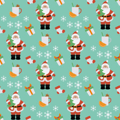 Pattern New year Merry Christmas Holiday Santa