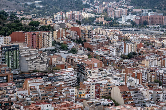Aerial view of residential areas of the city of Barcelona