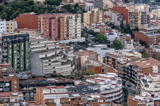 Aerial view of residential areas of the city of Barcelona