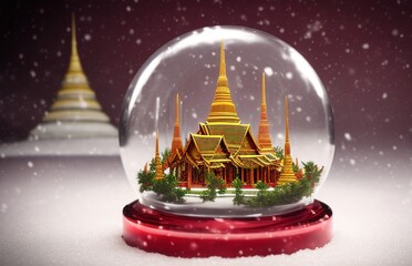 Naklejka premium bangkok city glass snow globe, made by AI, artificial intelligence