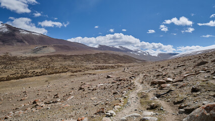 Two hikers heading to Nimaling campsite in Markha valley, Ladakh