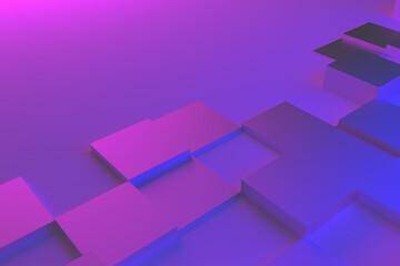 Fototapeta premium color business background with squares and cubes, purple and blue image with shadow for technology