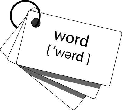 Learning words. Word cards with transcription. Flashcards. 