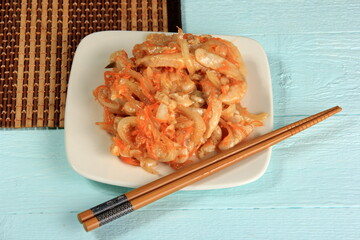 Hoe - Sliced Raw Fish with Onions and Carrots, Korean Food,
Korean fresh raw fish dish, Hoe from pike