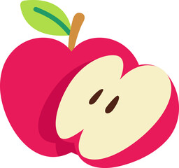 Apple with half cut colorful style