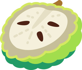 Custard apple half cut colorful style