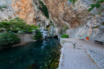 Dervish monastery or tekke at the Buna River spring in the town of Blagaj. Location: Blagaj, Mostar...