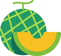 Melon with sliced half cut colorful style