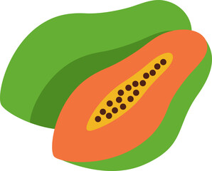 Papaya with half cut colorful style