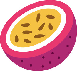 Passionfruit half cut colorful style
