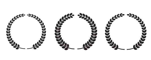 Set laurel wreath icon. Emblem from laurel branches isolated on white background. Vector illustration