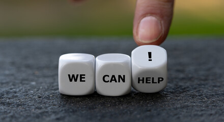 Dice form the offer 'we can help!'.