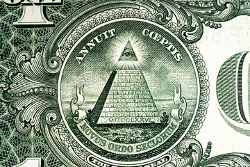 Part of one dollar note with great seal. All seeing eye concept