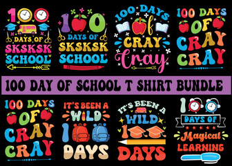 100 days of school t shirt bundle vector ,creative t shirt designs for 100 days of school