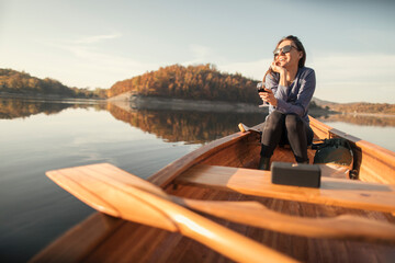 Enjoy autumn canoe ride