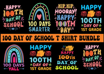100 days of school t shirt bundle vector ,creative t shirt designs for 100 days of school