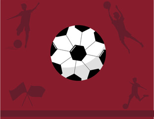 Obraz premium サッカーボールと赤色の背景。ベクターイラスト