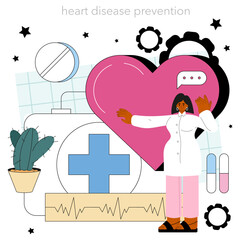 Cardiologist concept set. Idea of heart medical diagnostic and treatment.