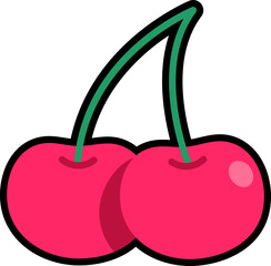 Cherry colorful with black stroke