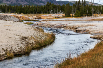 Hot river at Yellowstone National Park. USA.