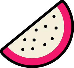 Dragon fruit sliced half cut colorful with black stroke