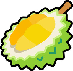 Durian half cut colorful with black stroke