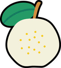Guava cut colorful with black stroke