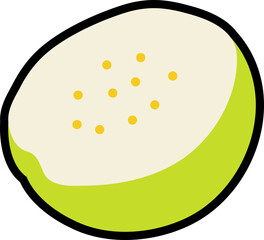 Guava half cut colorful with black stroke