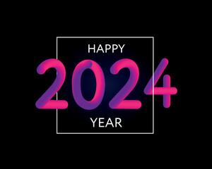 Happy new year 2023 future metaverse neon text neon with metal effect, numbers and futurism lines. Vector greeting card, banner, congratulation poster 3d illustration. Modern trendy electronic light