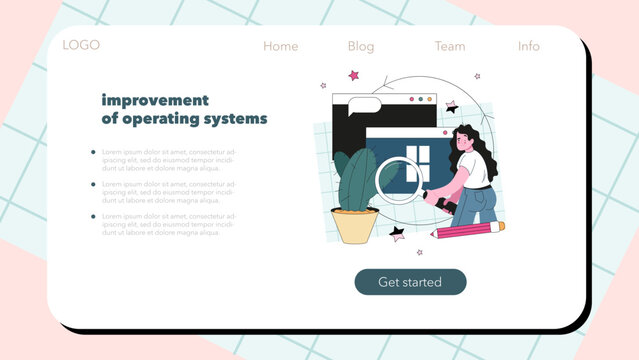 Programming web banner or landing page. Idea of coding, testing
