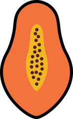 Papaya cut colorful with black stroke
