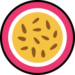 Passionfrui cut colorful with black stroke