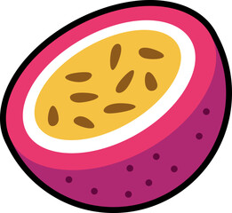 Passionfrui half cut colorful with black stroke