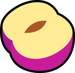 Plum half cut colorful with black stroke