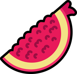 Pomegranate sliced cut colorful with black stroke