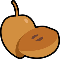 Sapodilla with half cut colorful with black stroke