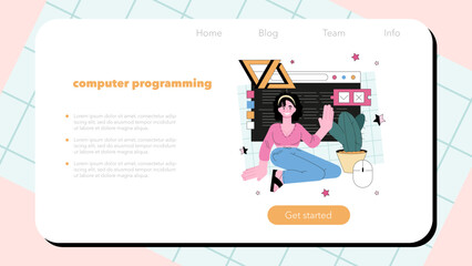 Software developer web banner or landing page. Idea of programming