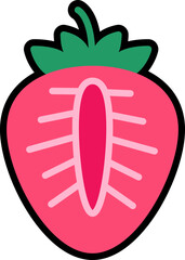Strawberry cut colorful with black stroke
