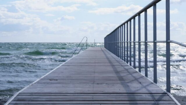 Jetty into the Baltic Sea at the beach of Hesselbjerg, Langeland, Denmark