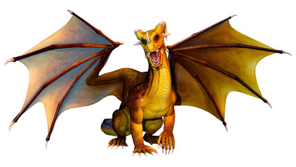 Fototapeta premium 3D Rendering Fairy Tale Dragon on White