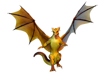 3D Rendering Fairy Tale Dragon on White