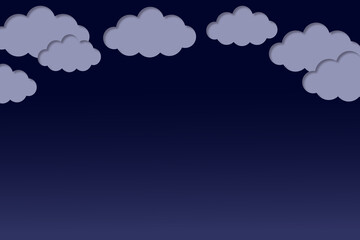 Paper cut blue background cloudy night sky abstract wallpaper 
