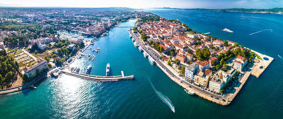 City of Zadar aerial panoramic view - obrazy, fototapety, plakaty