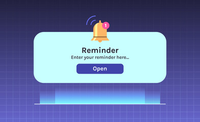 Reminder, notification page with floating elements and business planning, events, timetable flat vector illustration.