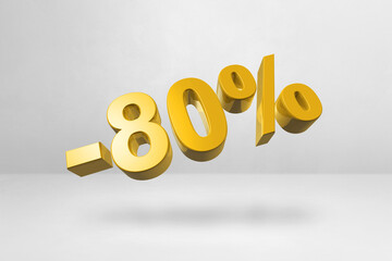 80% off discount offer. 3D illustration isolated on white. Promotional price rate