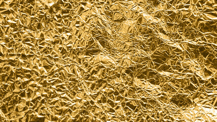 Crumpled Gold texture background, aluminum foil