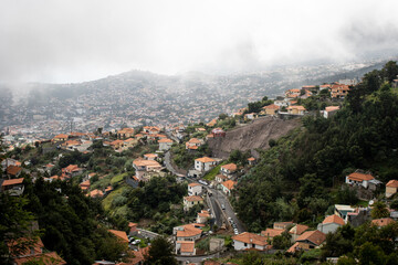 Fototapeta na wymiar Landscape of Madeira's hills, terraces and towns