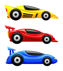 Set of colorful cars on a white background. 